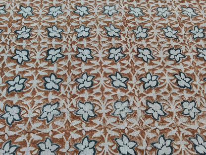 Thick linen 58" Wide, Floral block print, linen fabric, Cushion cover, Upholstery fabric, Hand block print, Wall hangings, CHUDAMANI