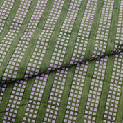 Block Print Linen Fabric, Rubik'S Cube  Green Geometric Block Print Linen Fabric, Also Cotton By The Yard, Modern Home Decor Fabric, Upholstery Cushion Pillow