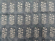 Inderdhanush Dark Grey  Pure Linen Natural Fabric With Floral Hand Block Print  Fabric By The Yard  Fabric Perfect For Upholstery,Cushion