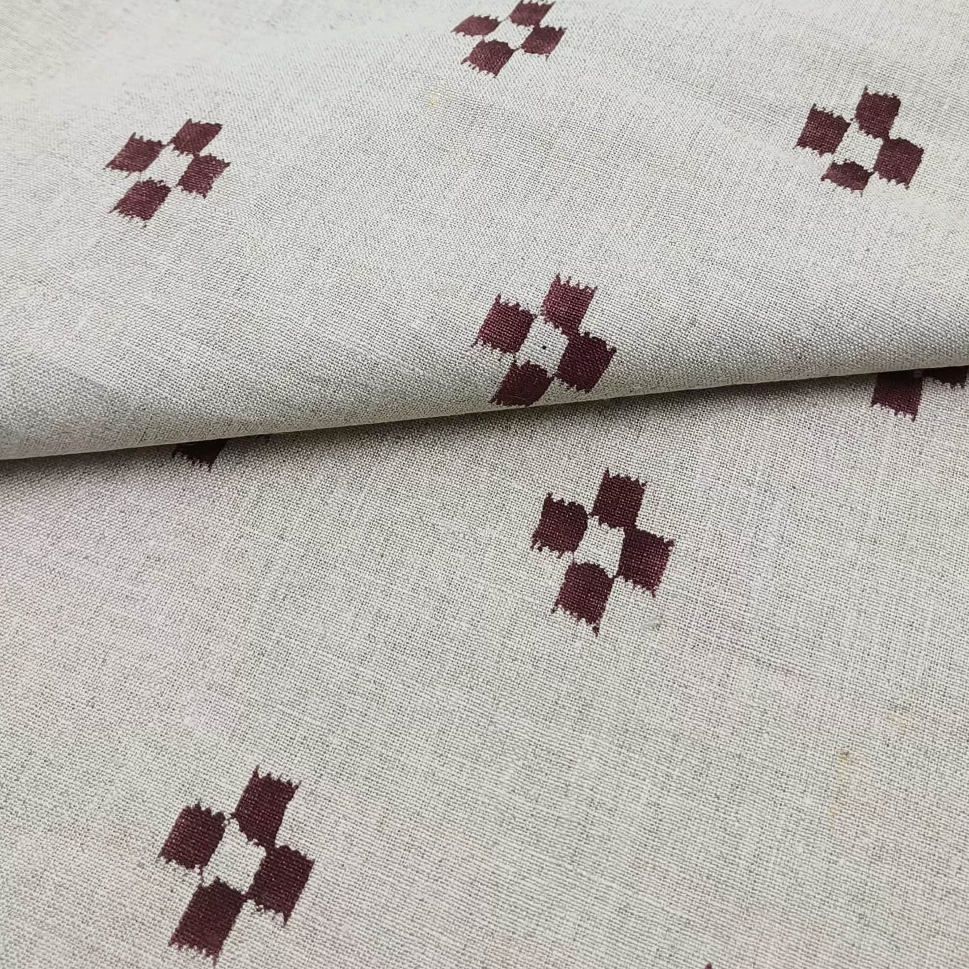 Crossword Pattern  Block Print Fabric, Linen Running Fabric,Indian Fabric, Block Print, Pillow Cover Fabric, Cushion Fabric, Indian Fabric