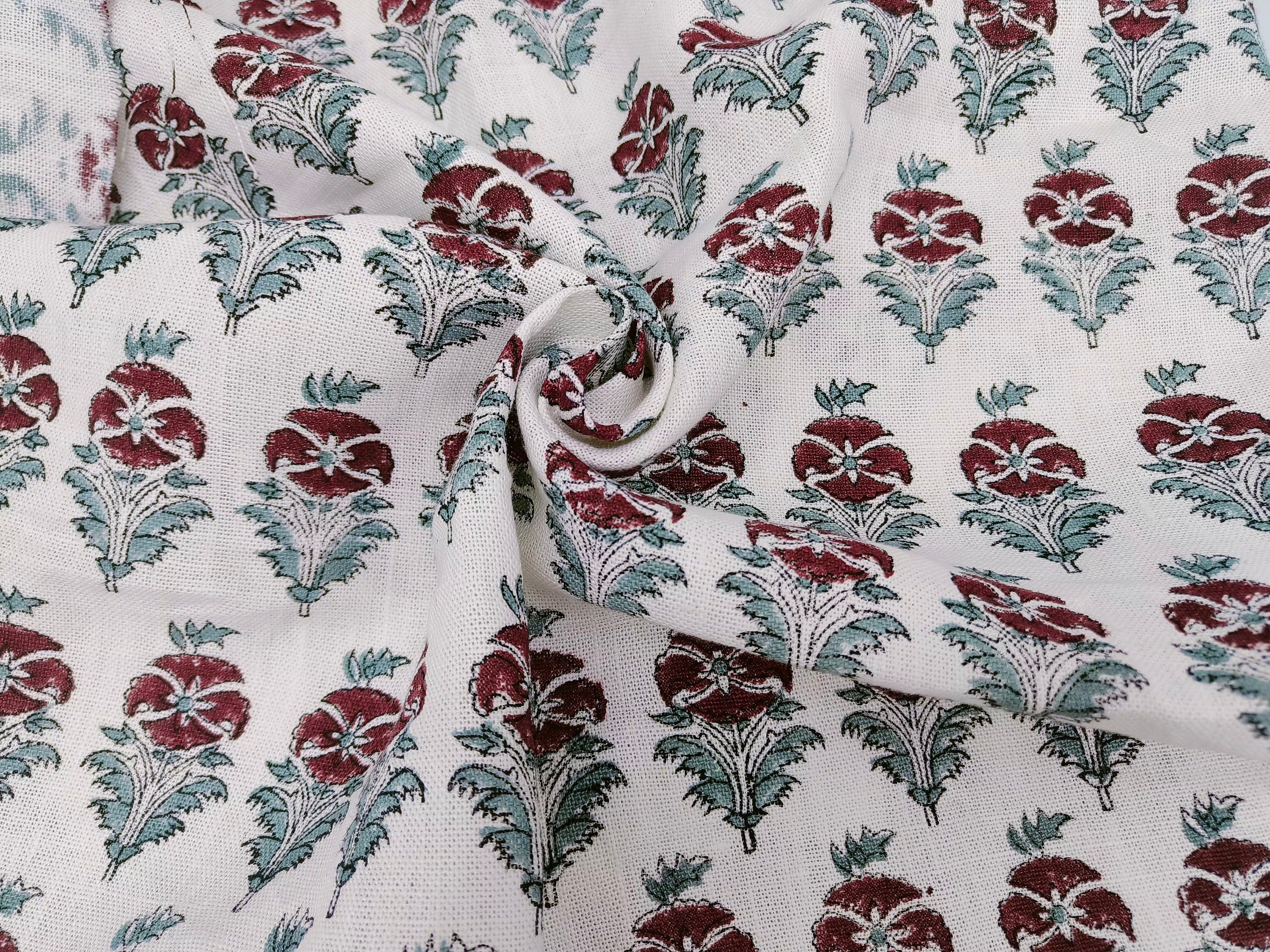 Linen Fabric, Mor Mukut, Block Print, Fabric By Yard, Indian Handloom Fabric, Home Décor
