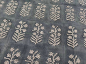 Inderdhanush Dark Grey  Pure Linen Natural Fabric With Floral Hand Block Print  Fabric By The Yard  Fabric Perfect For Upholstery,Cushion