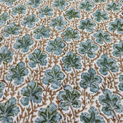 Block Print Linen Fabric, Pushp Samhita  A Blue Floral Hand Block Print Linen Fabric, Best Fabric For Cushion, Fabric For Pillow, Upholstery Fabric, Blue Home Decor