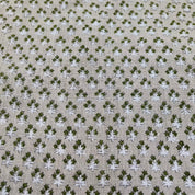 Block Print Linen Fabric, Keseria Green  Linen Hand Block Print  Floral Green And White Color  Heavy Handloom Indian Linen   58"Wide Thick Linen Running Fabric