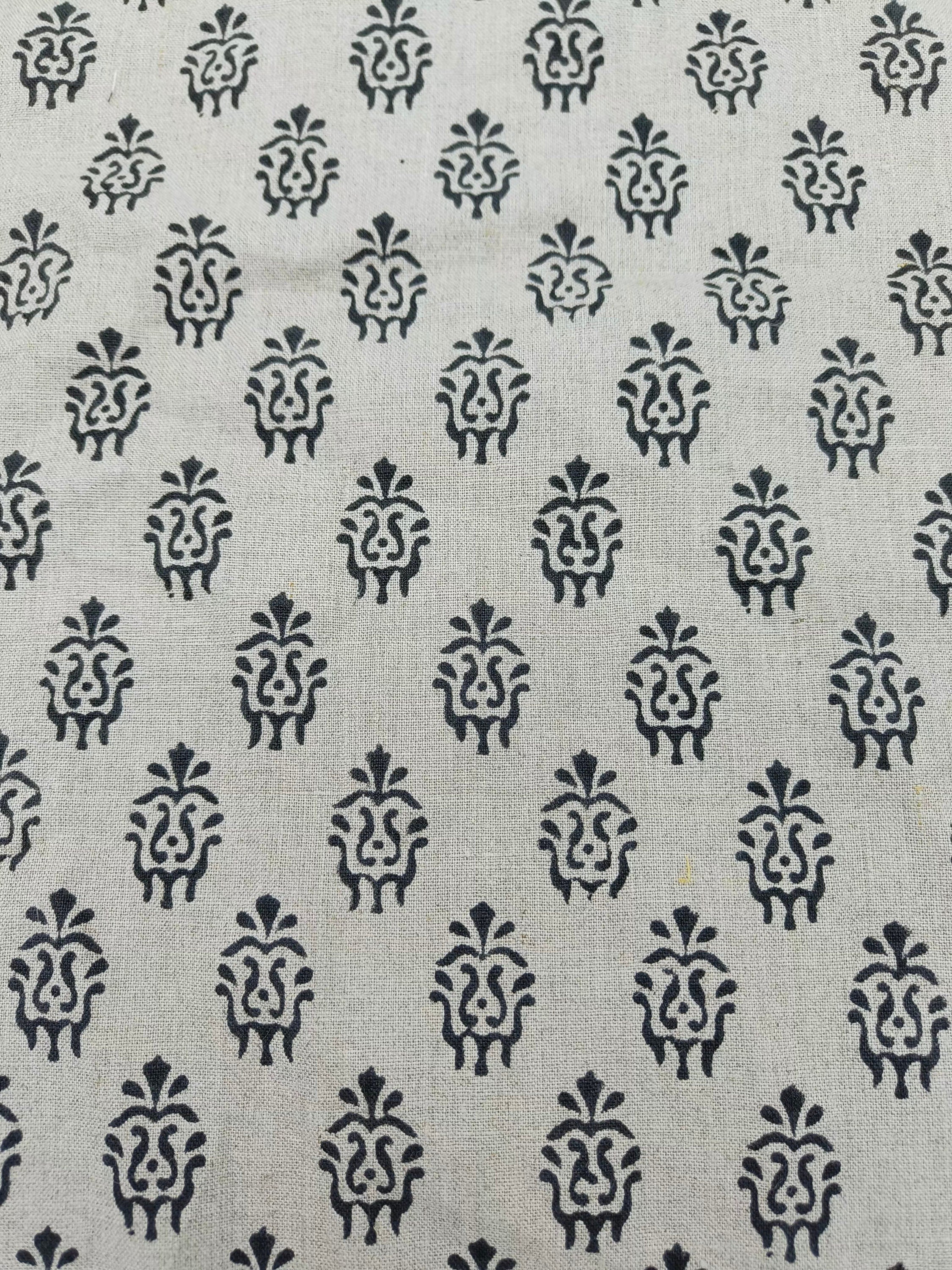 Block Print Pure Linen 58" Wide, luxury fabric Linen, Indian home decor, floral pattern, Organic Linen - Jugnu