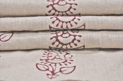 Block Print Pure Linen 58" Wide Indian fabric, Red brown Upholstery Fabric, Curtain Linen By The Yard - Zuri Rust