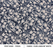 Pure Linen 58" wide, floral fabric, for home décor, Indian fabric, printed fabric, Sewing Fabric, hand stamped - Firoza