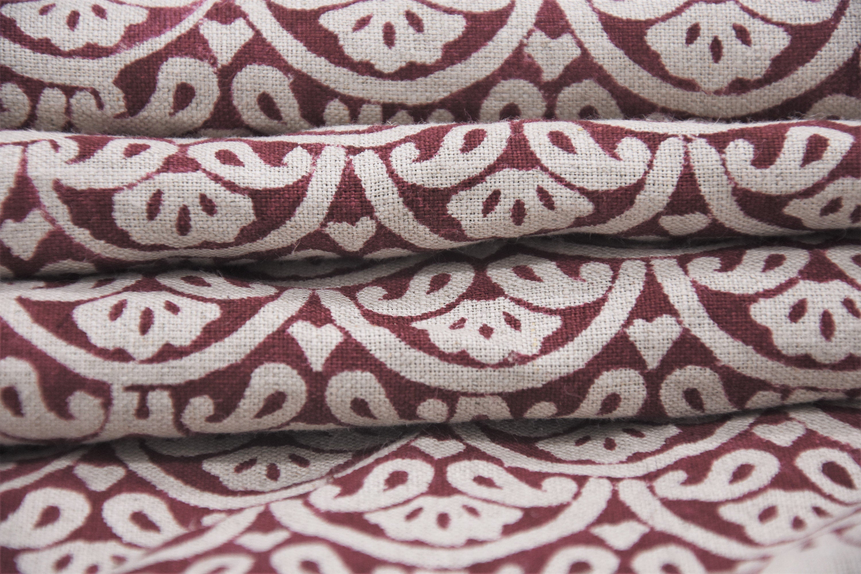 Pure Linen 58" Wide Block printed curtains, Indian Fabric, luxury fabric Linen, upholstery Linen, sewing fabric - Shatru Red