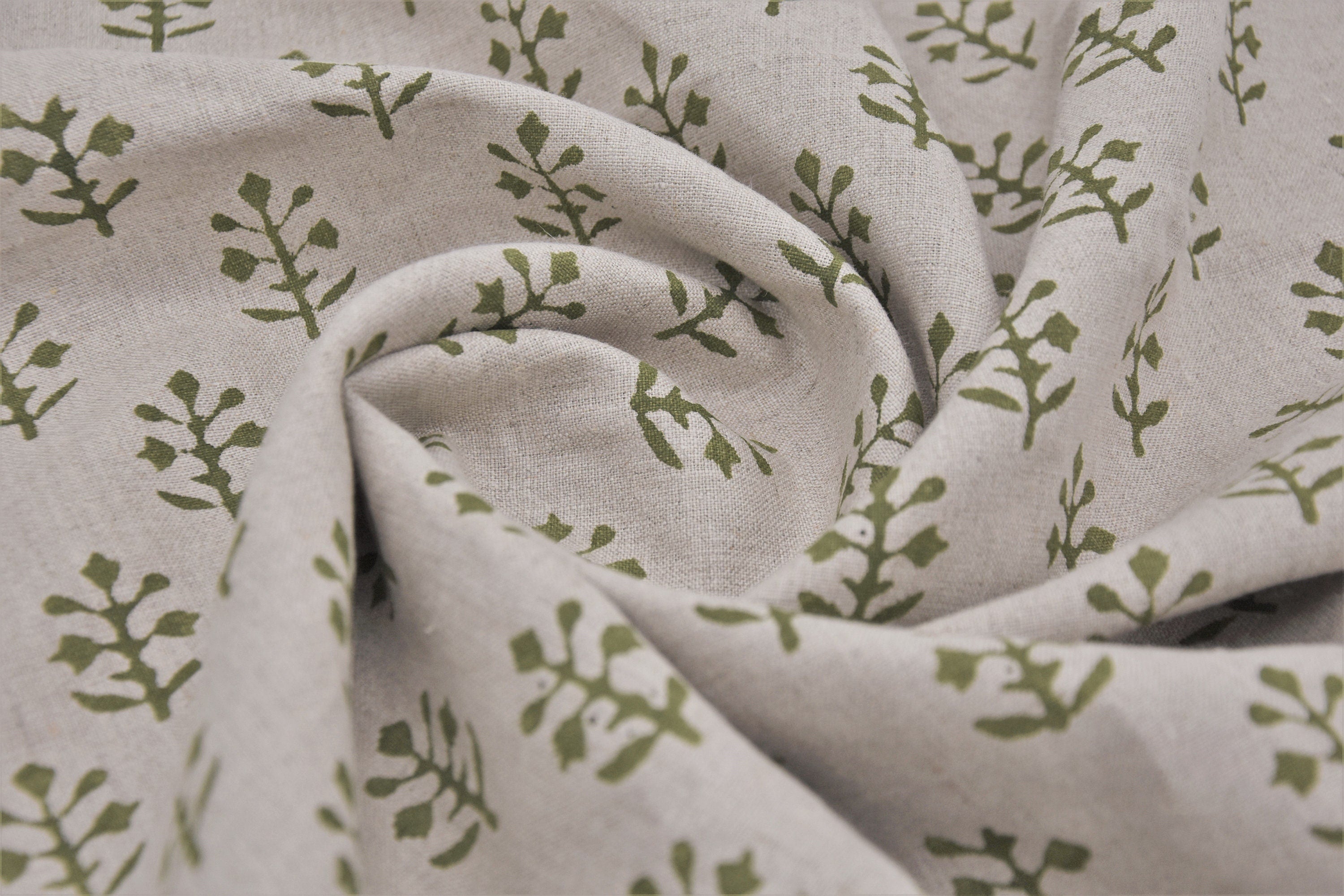 Pure Linen 58" Wide, Hand Block Print, Indian fabric, home decor, Organic Linen, printed fabric, Linen by yard - Tula