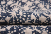 Pure Linen 58" wide, floral fabric, for home décor, Indian fabric, printed fabric, Sewing Fabric, hand stamped - Firoza