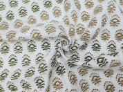 Block print, pure linen white fabric, fabric by yard, hand block print, floral pattern, linen block print - BHEESHMA
