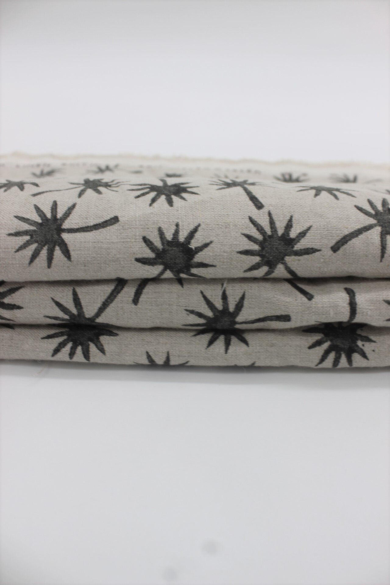 Pure Linen Fabric, Hand Block Print, Modern fabric, hand stamped, Organic Linen, Indian Fabric, home Decor -Coconut black