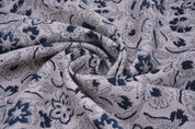 Hand Block Print, fabric by the yard, luxury fabric Linen, printed fabric, upholstery cushion, Pure Linen - Gul Mehandi
