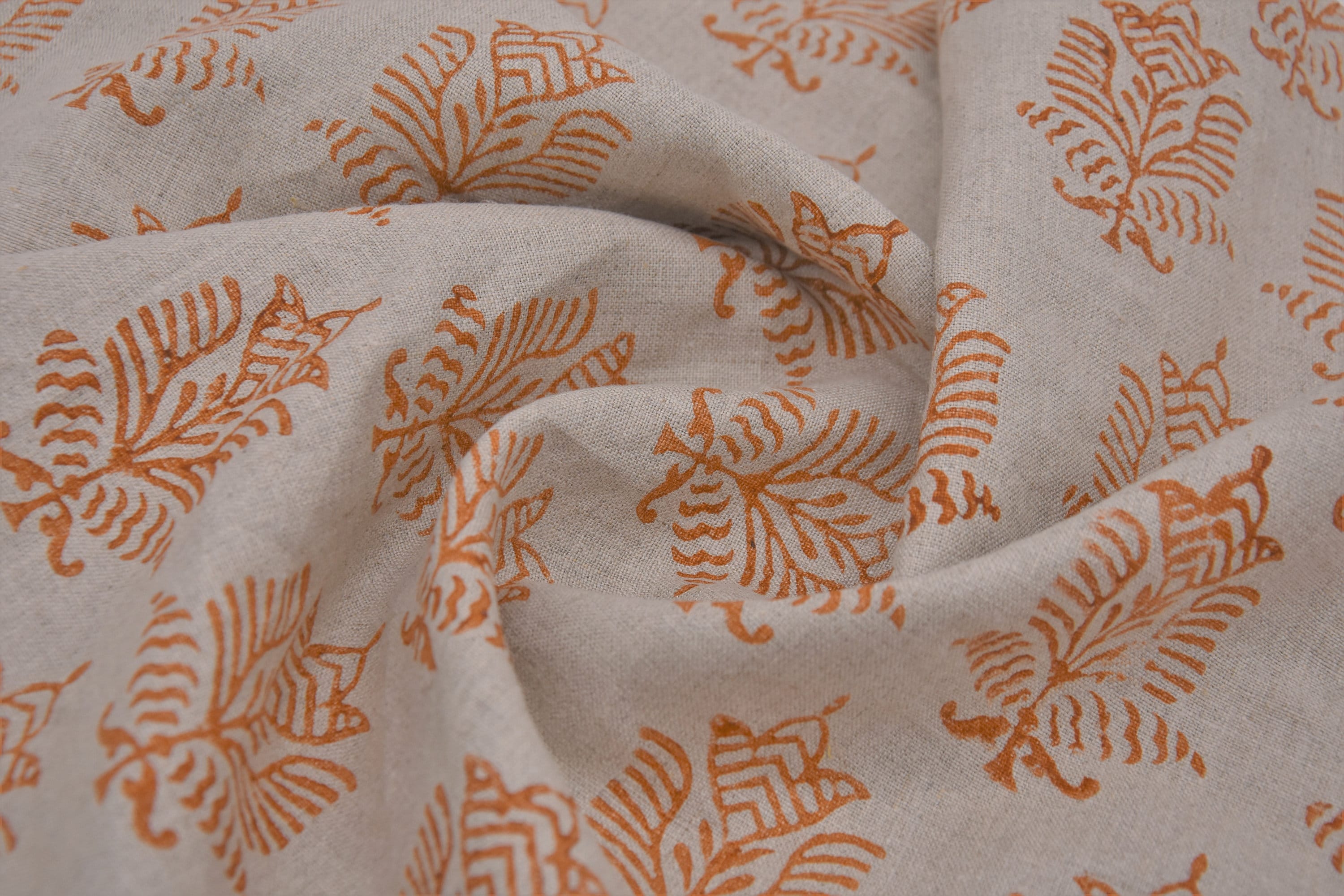 Block Print Handloom Pure Linen 58" Wide indian Fabric, Upholstery, Pillow Cover, Curtains, fabric by yards - Moutjza