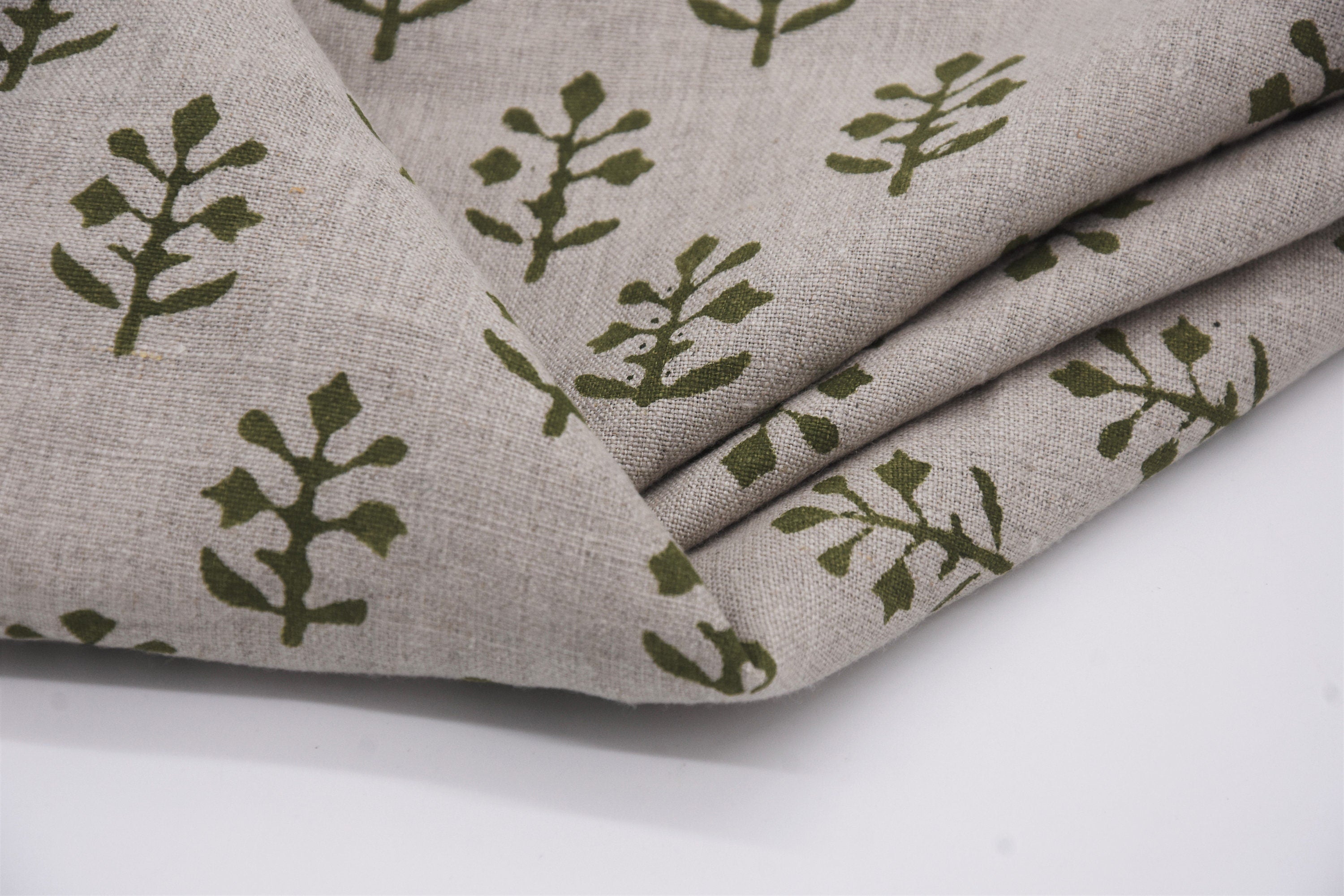 Pure Linen 58" Wide, Hand Block Print, Indian fabric, home decor, Organic Linen, printed fabric, Linen by yard - Tula