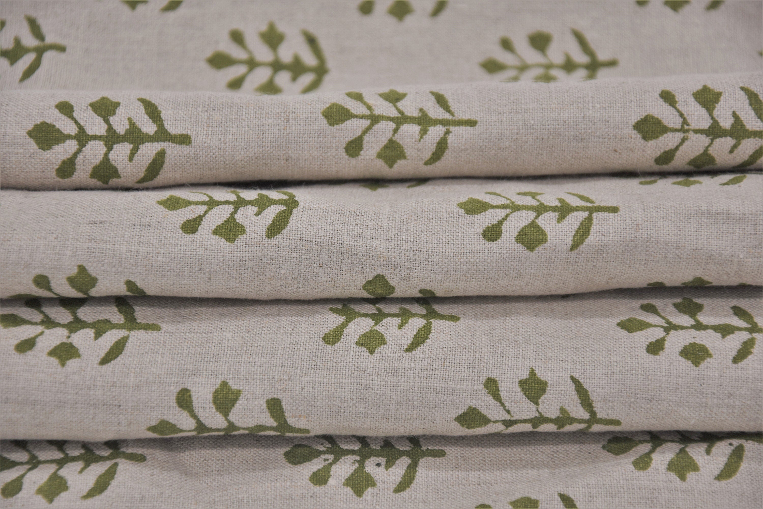 Pure Linen 58" Wide, Hand Block Print, Indian fabric, home decor, Organic Linen, printed fabric, Linen by yard - Tula