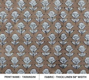Thick Linen 58"Wide, Most Popular Block Print Fabric For Home Decors best for upholstery, Cushion Cover - TARANGINI