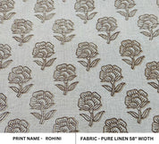 Indian fabric handloom linen pure linen home decor, upholstery fabric, cushion fabric, handprinted, running fabric " Rohini "