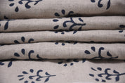 Pure Linen 58" Wide, Hand Block Print Indian Fabric, floral Linen by yard, upholstery Craft Fabric - Shivri