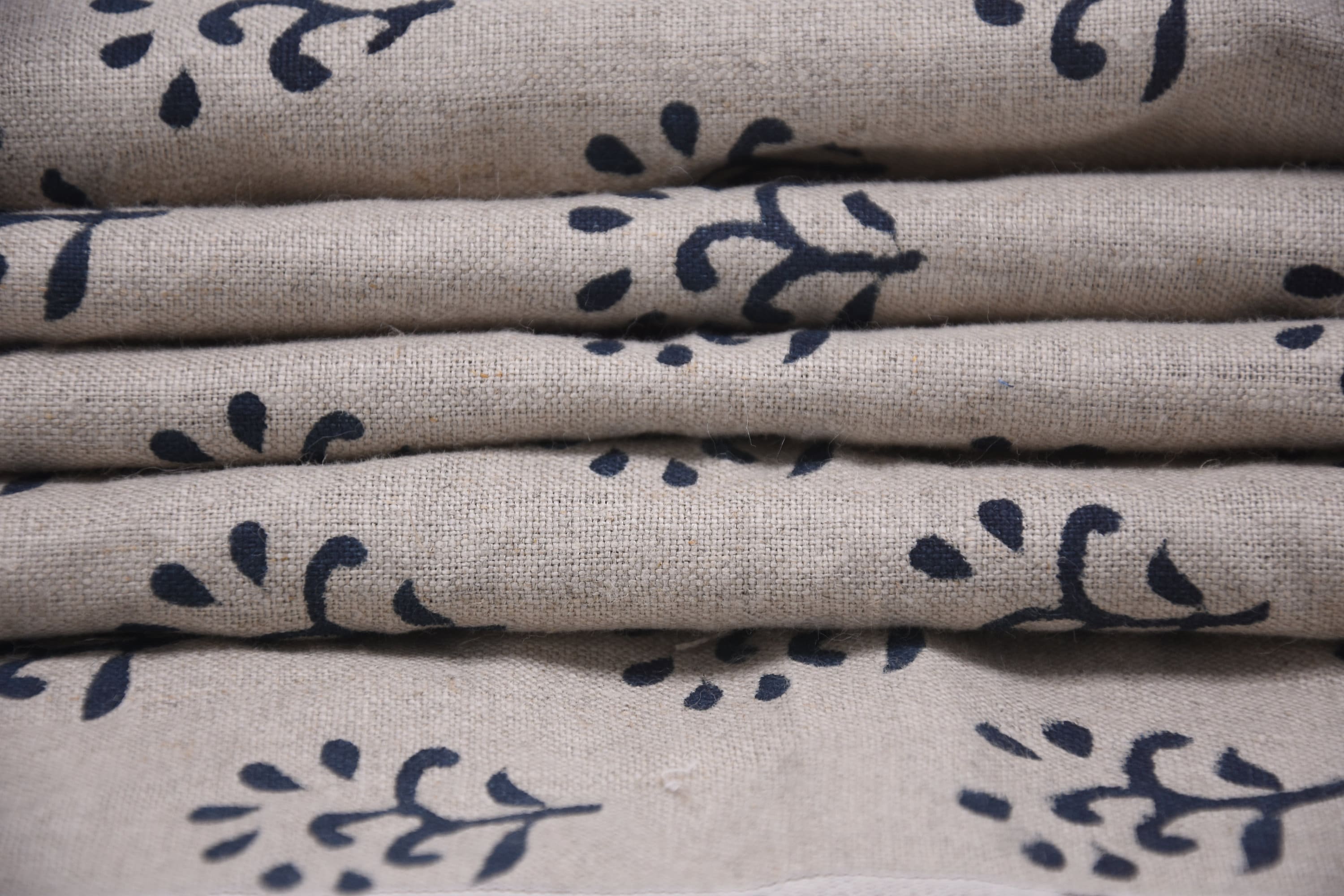 Pure Linen 58" Wide, Hand Block Print Indian Fabric, floral Linen by yard, upholstery Craft Fabric - Shivri