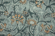 Block Print Thick Linen 58" Wide, Genuine Fabric, Curtain Cover, Beige, Parpal Floral, Indian Cushion Cover - Naayab