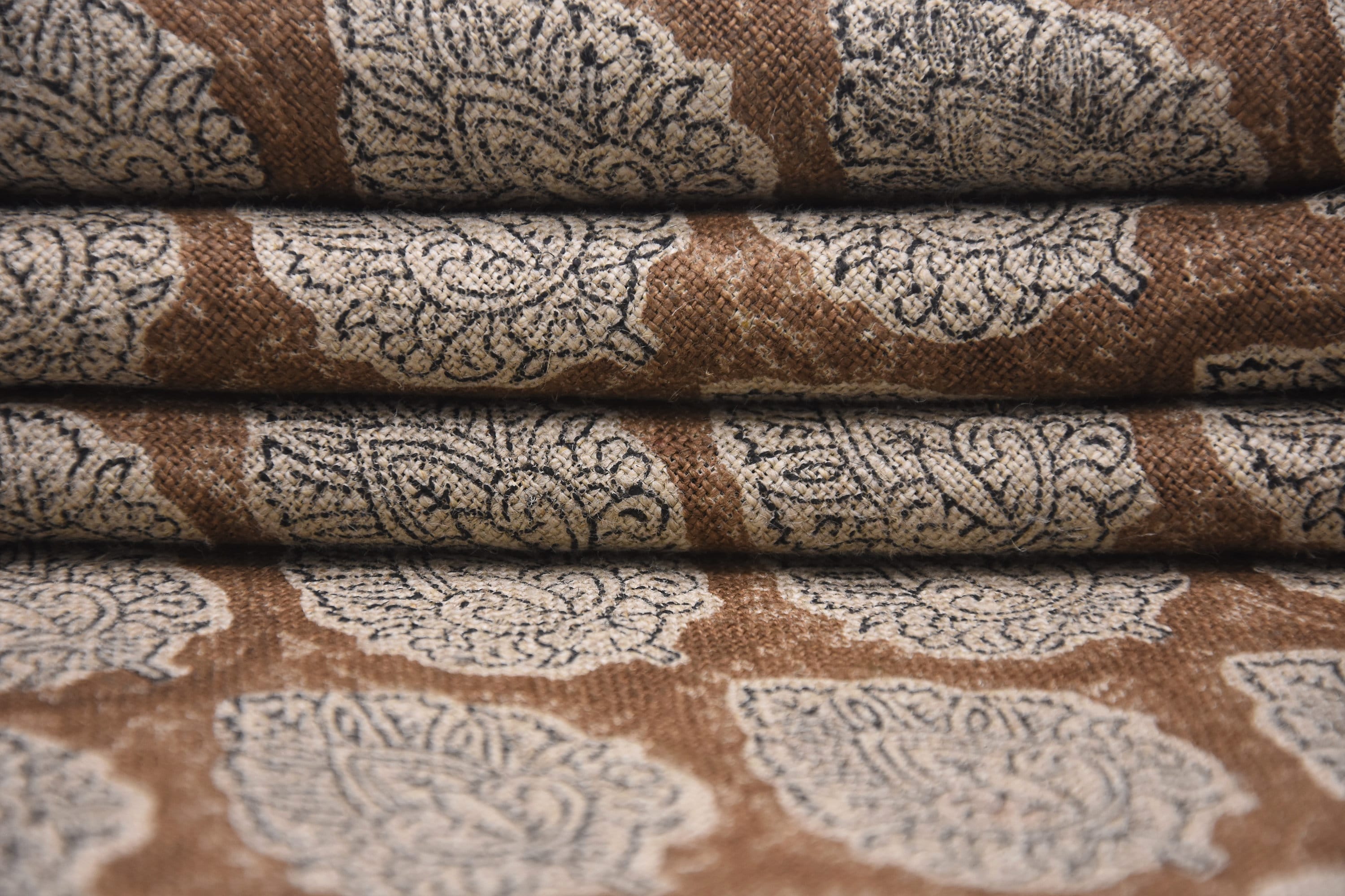 Hand block print, Thick Linen 58" Wide, Indian fabric, Floral Print, Linen Fabric By The Yard, Cushion Cover - BETEL LEAF