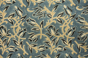 Thick Linen 58" Wide, Block Print Fabric, Floral Print, Indian Curtain Cover, Pillow Cover, Fabric By Yard - KAMAL DUTTA