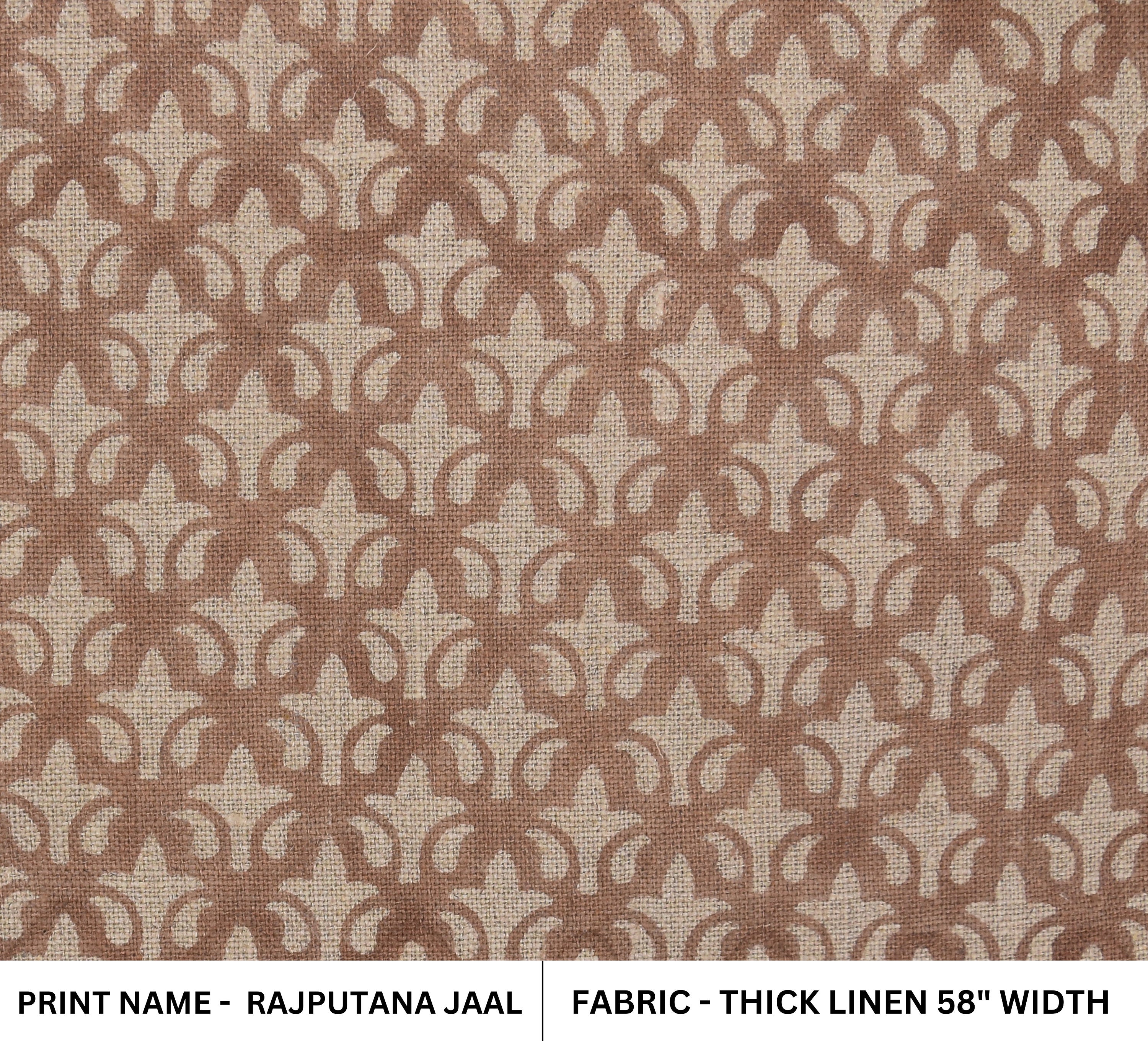 Block Print Thick Linen 58" Wide, Indian Fabric, Pillow Cover, Rust Floral Printed Fabric, Table Cloth - RAJPUTANA JAAL