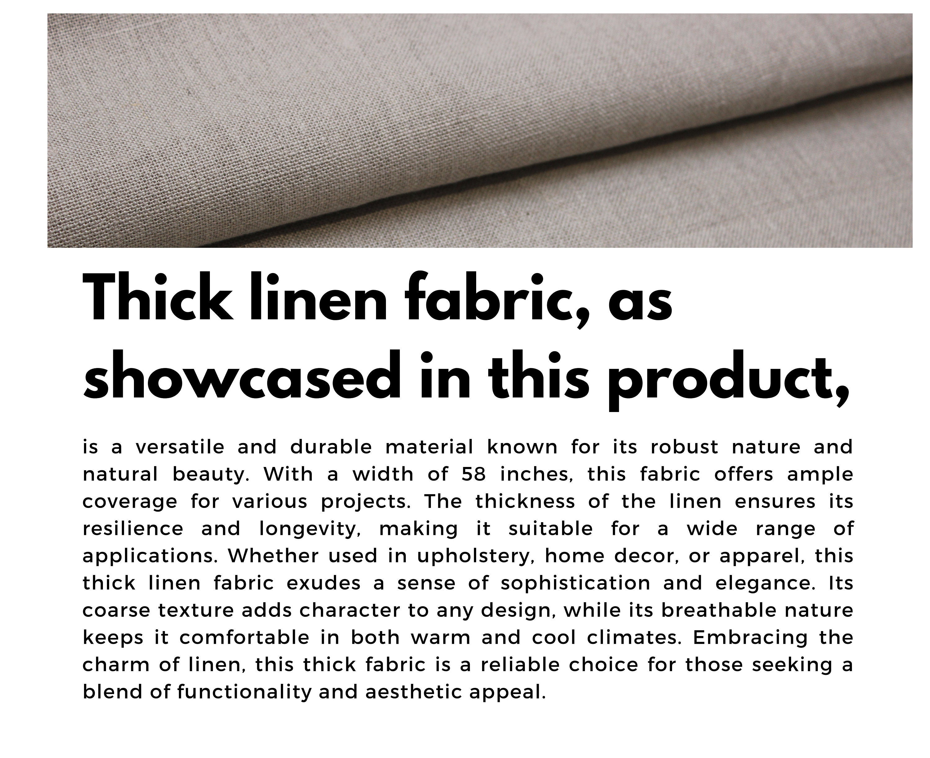 Block print thick linen 58" W fabric, table cushions, upholstery, heavy linen fabric, linen table cloth, pillow - MADHUBALA