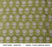 Thick Linen 58" Wide Indian hand block floral print, fabric by the yard, hand made upholstery sofa cover - PANKHUDI