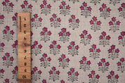 Hand Block Print, Pure Linen 58" Wide, Floral Printed, Sewing Fabric, Pillow Cushion Cover, Upholstery Linen - KESARIYA