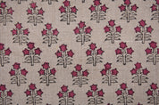 Hand Block Print, Pure Linen 58" Wide, Floral Printed, Sewing Fabric, Pillow Cushion Cover, Upholstery Linen - KESARIYA