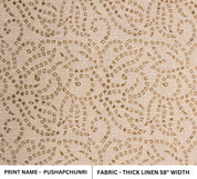Indian Fabric Block Print Leaf Print, Thick Linen 58" Wide, Farmhouse Decorative Home Decor Throw Pillow Cover - BANDHEJ
