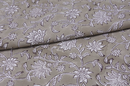 Hand Block Print Thick Cotton 44" Wide Printed Curtain Indian Fabric by the Yard Pillow Cover - JALDHARA
