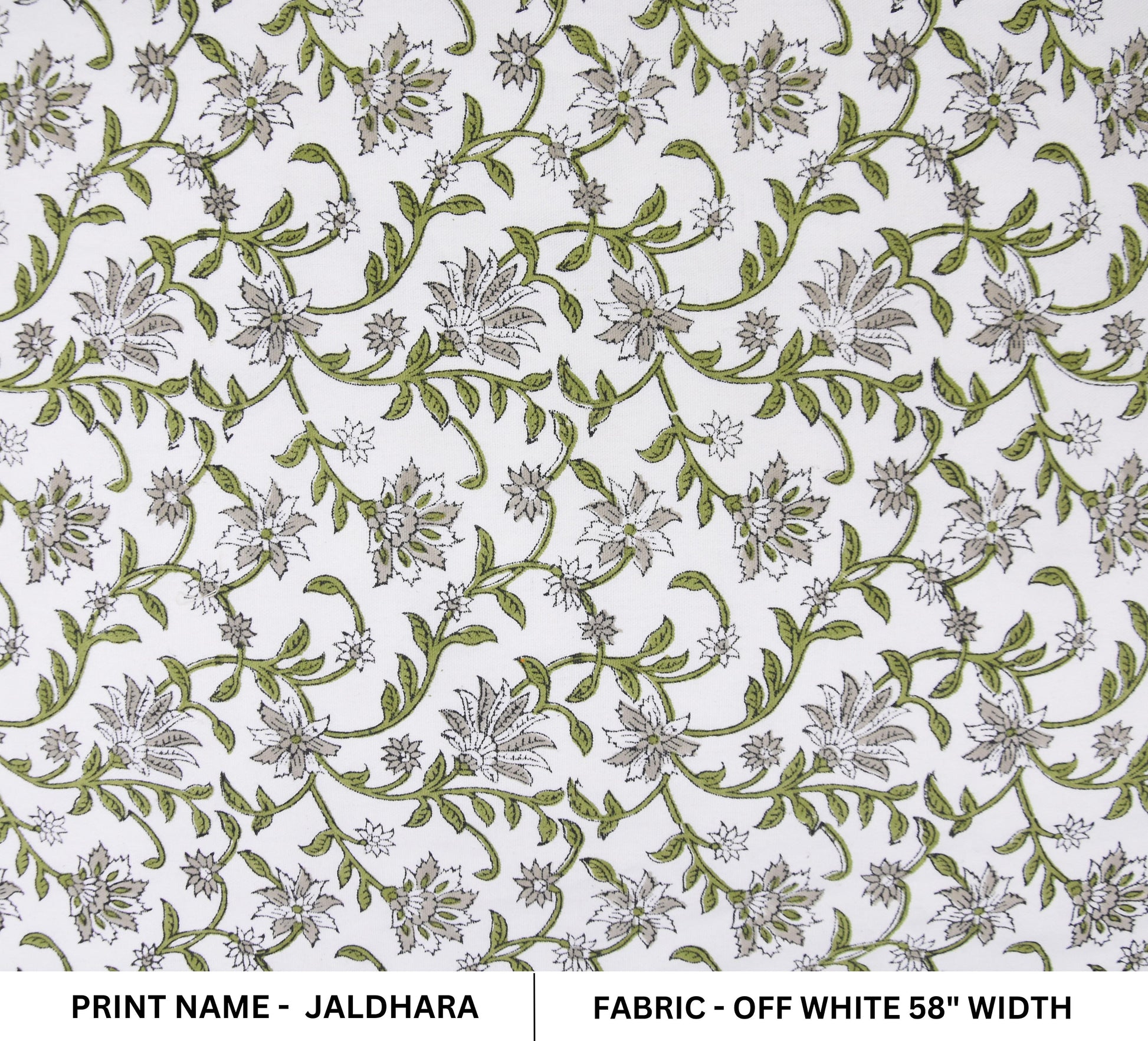 Block Print Off-White Linen 58 Wide Indian Floral Print Fabric by the Yard Handmade Upholstery Sofa Cover Cushion Cover - JALDHARA