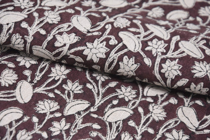 Handloom Pure Linen 58-Inch Wide Hand Block Print Fabric Curtains Table Cloth and Linen Pillow - PISHTA
