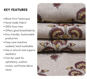 Thick Cotton 44" Wide, Block Print, Handmade, Indian Cushion Cover, Sofa and Table Cloth, Floral Printed - TRAFFIC LIGHT