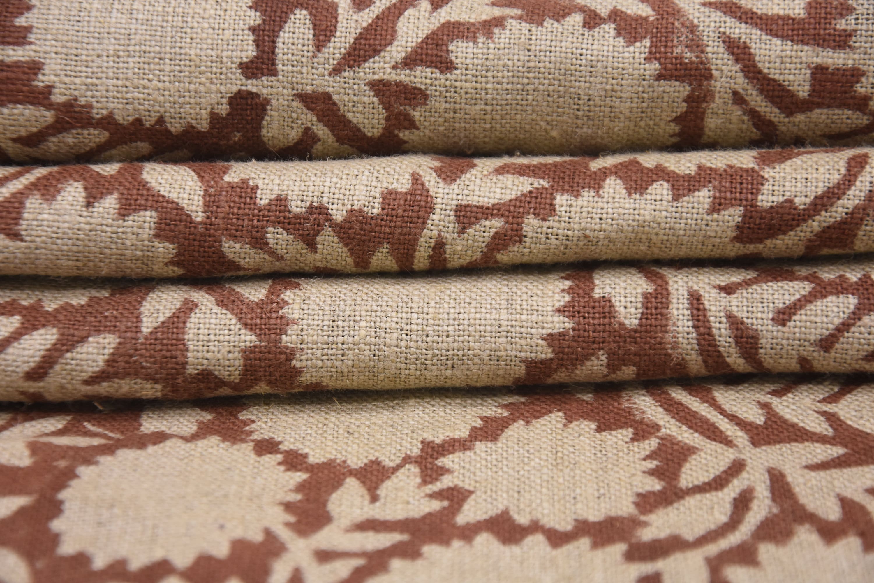 Hand block fabric thick linen 58" wide, hand block print, table cover, linen fabric, Indian cushion fabric, Red - RAJAT