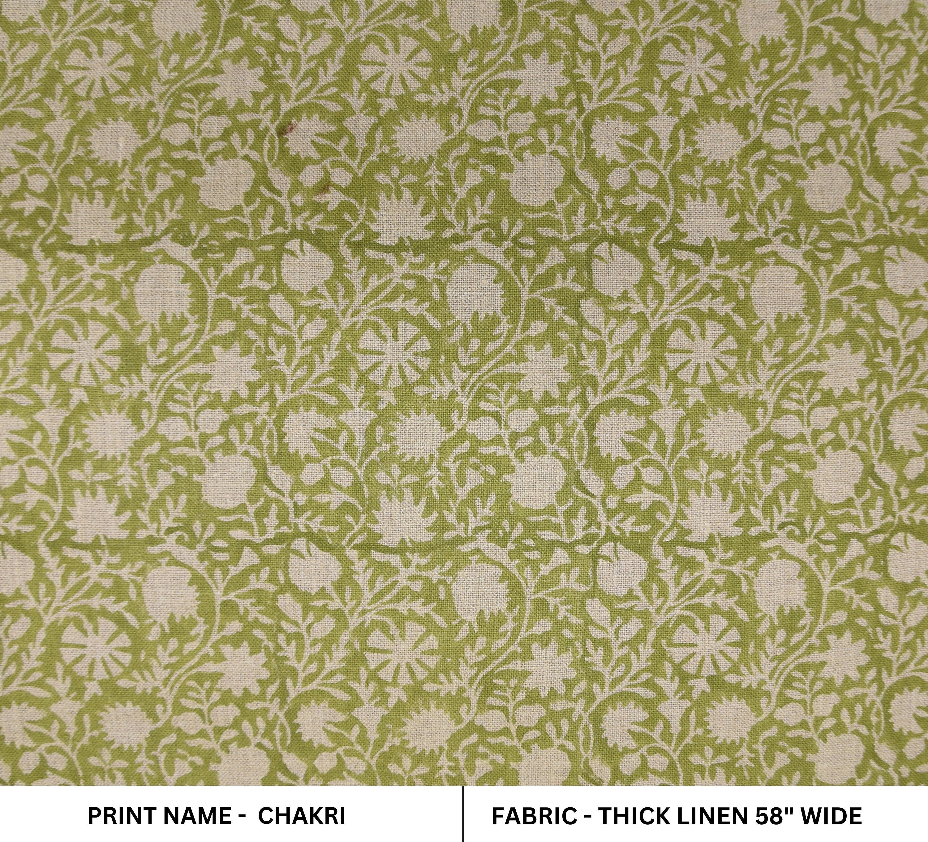 Block print thick Linen 58" Wide, hand block print, Indian Craft Fabric, Home Decor, Linen Napkins, Linen fabric -Chakri