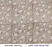 Block print pure linen 58"W fabric, handmade pillow fabric, linen fabric, window curtains, hand block print  -AMRITVELA
