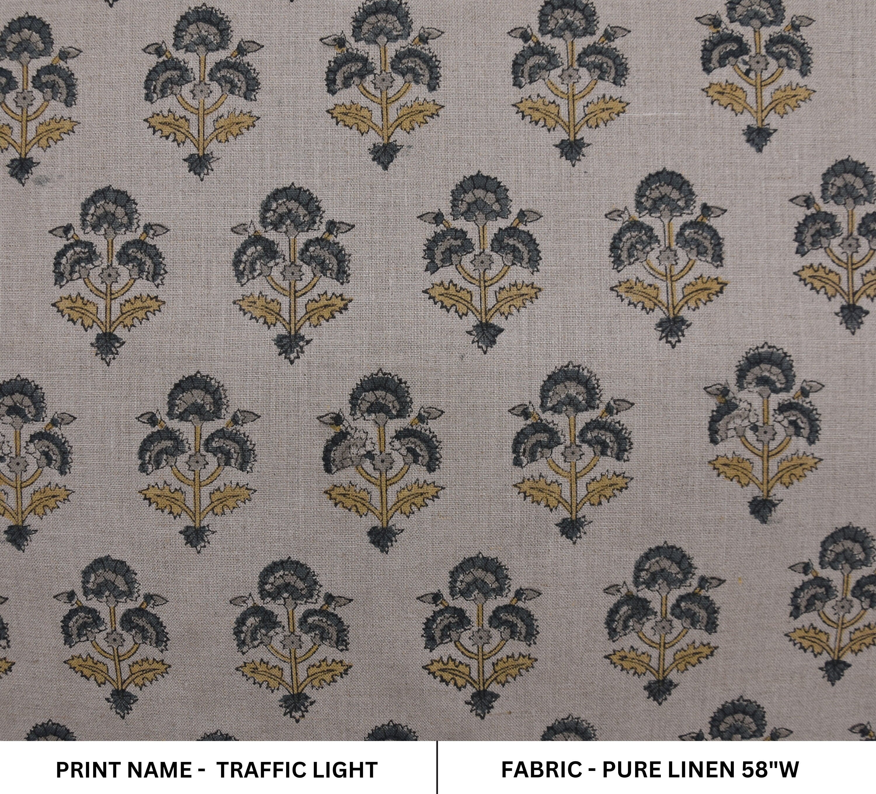 Pure linen 58" wide window curtains, heavy linen fabric, table cover, lampshades, decorative cushions - TRAFFIC LIGHT