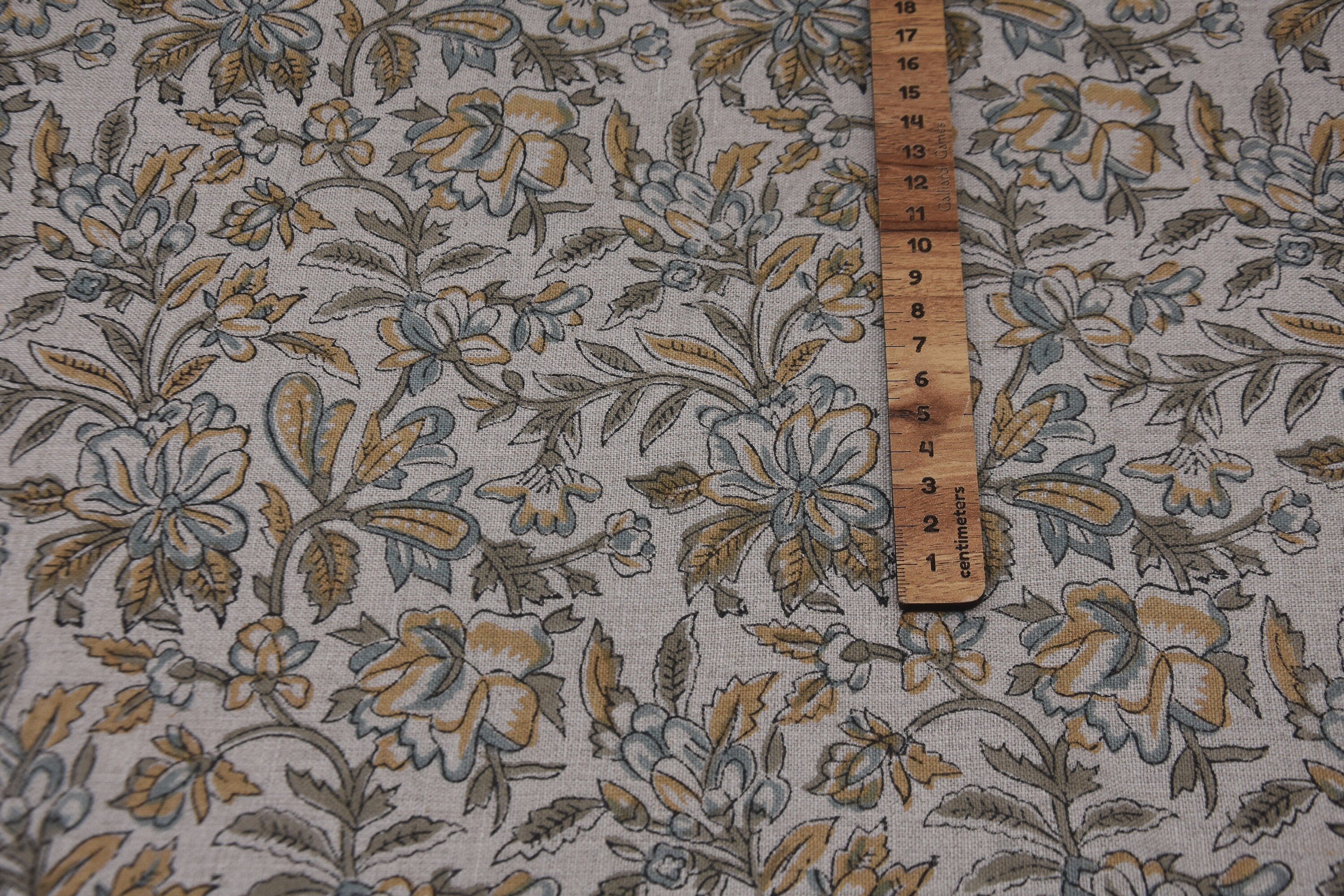 Pure linen 58" wide fabric, handmade block print, linen tablecloth, linen fabric by yard, decorative floral pillows - QUDRAT