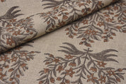 Floral hand block print, upholstery base fabric, thick linen 58" wide, linen fabric for curtains and tablecloth - VRINDAVAN