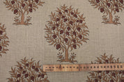 Hand block print, upholstery linen fabric, thick linen 58" wide, block print fabric, Indian handmade art, linen curtains - ANAR