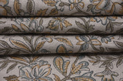 Pure linen 58" wide fabric, handmade block print, linen tablecloth, linen fabric by yard, decorative floral pillows - QUDRAT