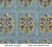 Floral block print, cotton fabric, duck canvas 50" wide, decorative window curtains, home decor, linen bedding  - GULDASTA