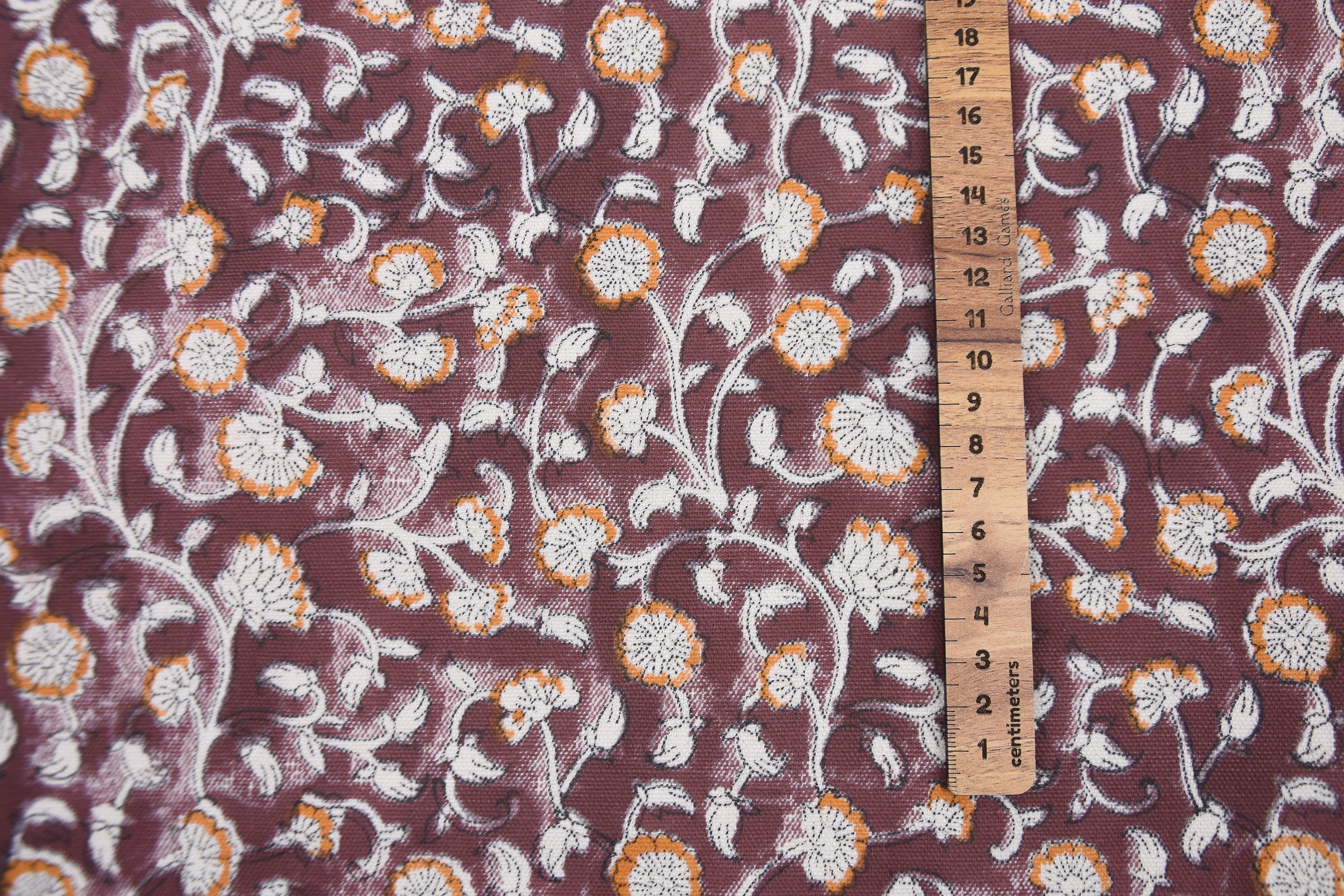Cotton fabric, table cloth, duck canvas, floral linen fabric, wall hangings, block print fabric, Indian art, fabric by yard - HIMACHAL