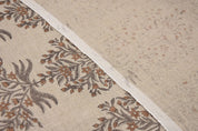 Floral hand block print, upholstery base fabric, thick linen 58" wide, linen fabric for curtains and tablecloth - VRINDAVAN