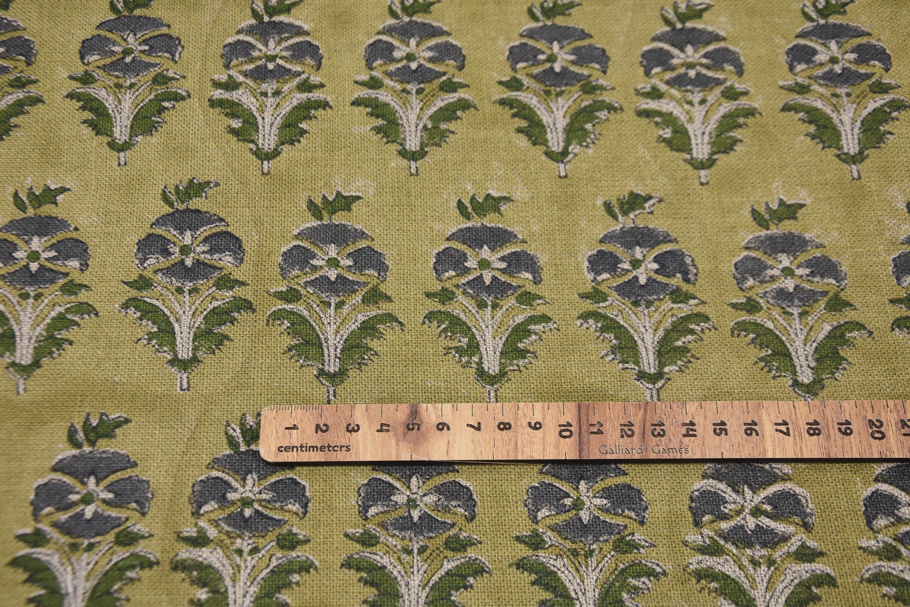 Thick linen 58" wide fabric, floral handmade art, Indian base fabric, heavy linen, upholstery table linen - MOR MUKUT