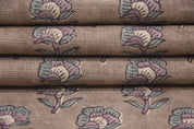 Upholstery floral linen fabric, block print thick linen 58" wide, Indian handmade art, modern pillows, gift for her - ROHINI